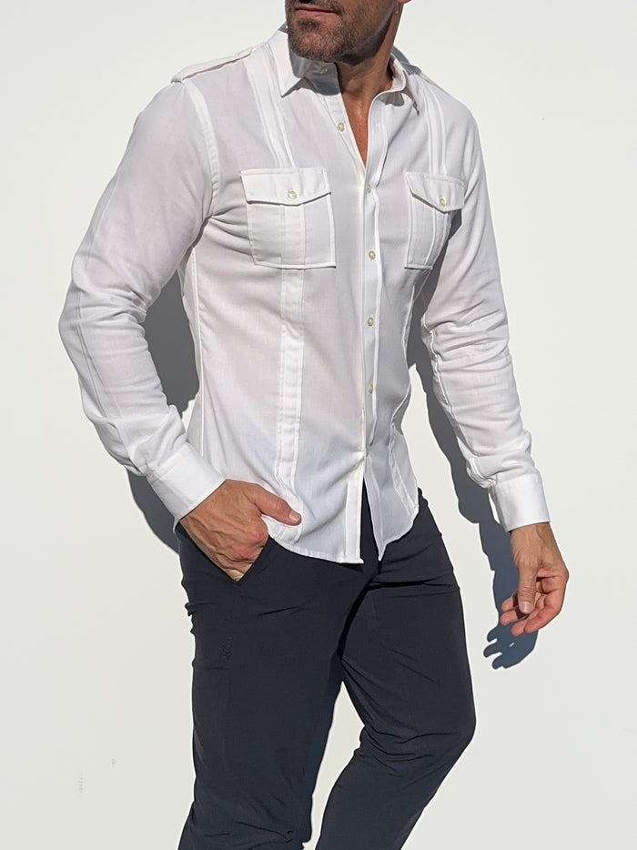 The Raider Shirt in Brushed Twill - Ivory