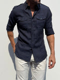 The Raider Shirt in Linen - Dark Navy
