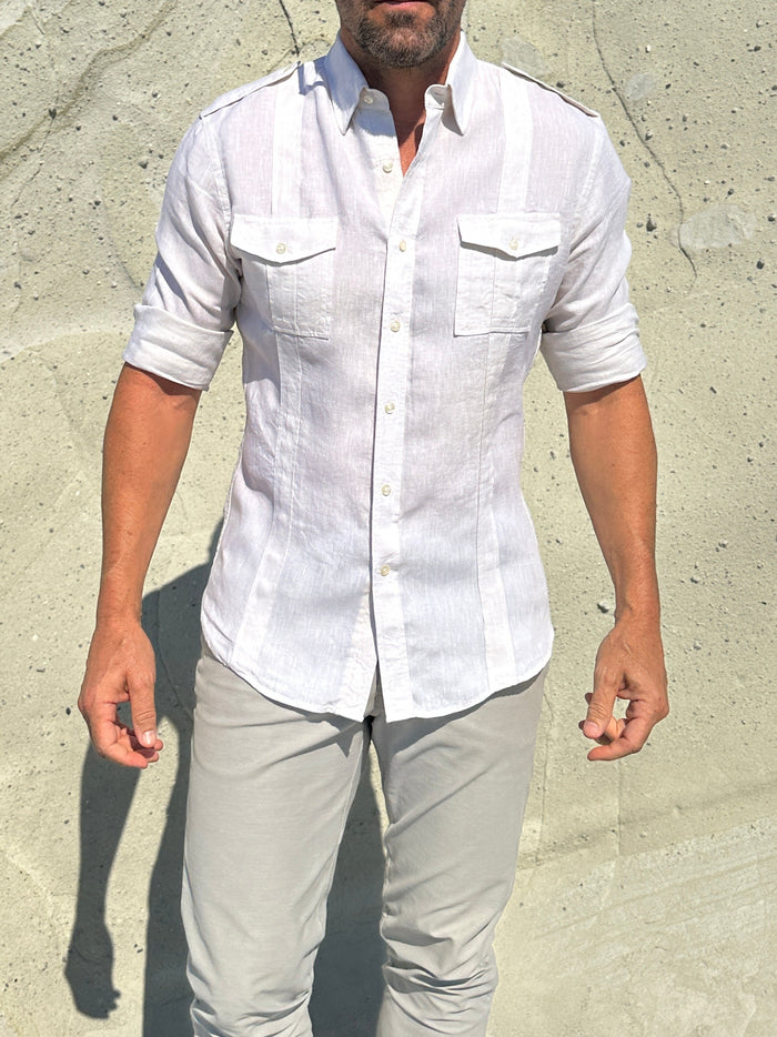 The Raider Shirt in Linen - Off White
