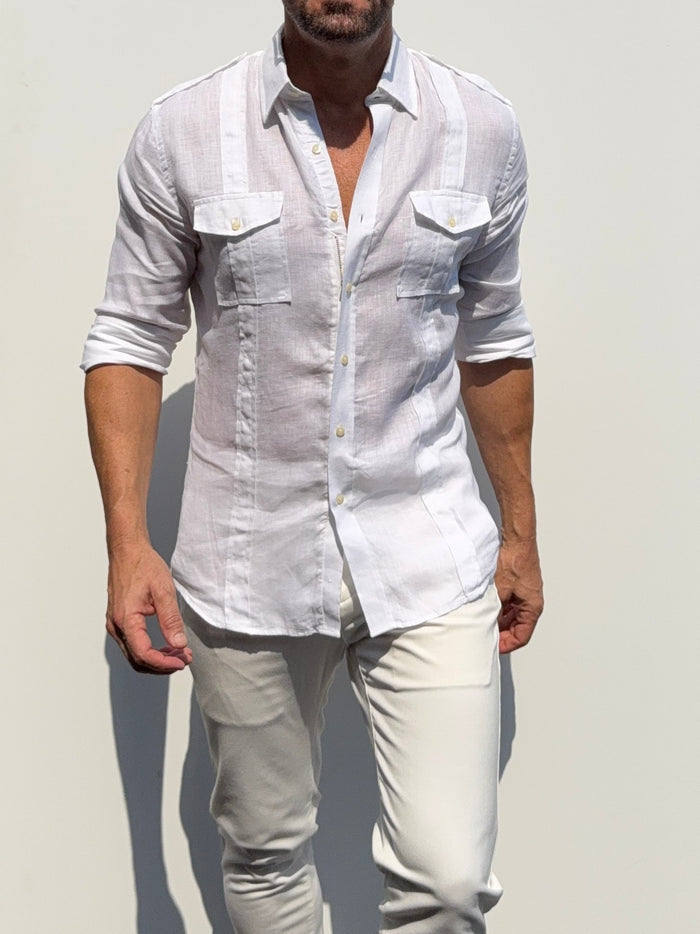 The Raider Shirt in Linen - White