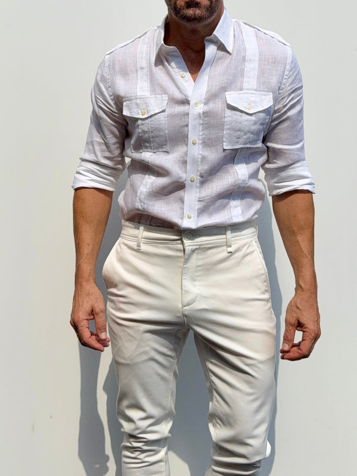 The Raider Shirt in Linen - White