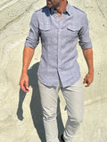The Raider Shirt in Linen- Small Batch Series - Smoke Gray
