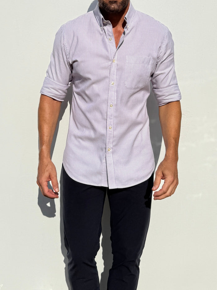 The Striped OCBD - Lavender Pinstripe