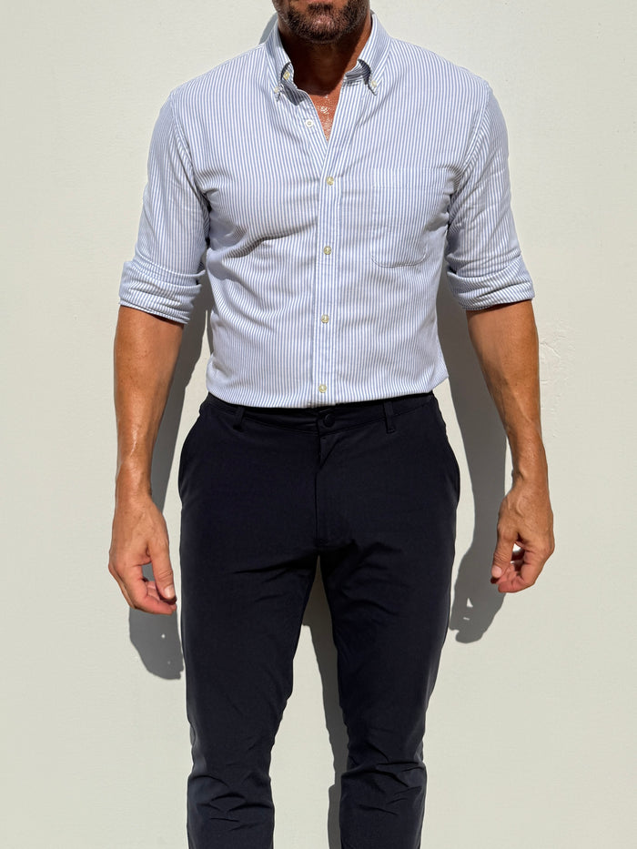 The Striped OCBD - Light Blue Pinstripe