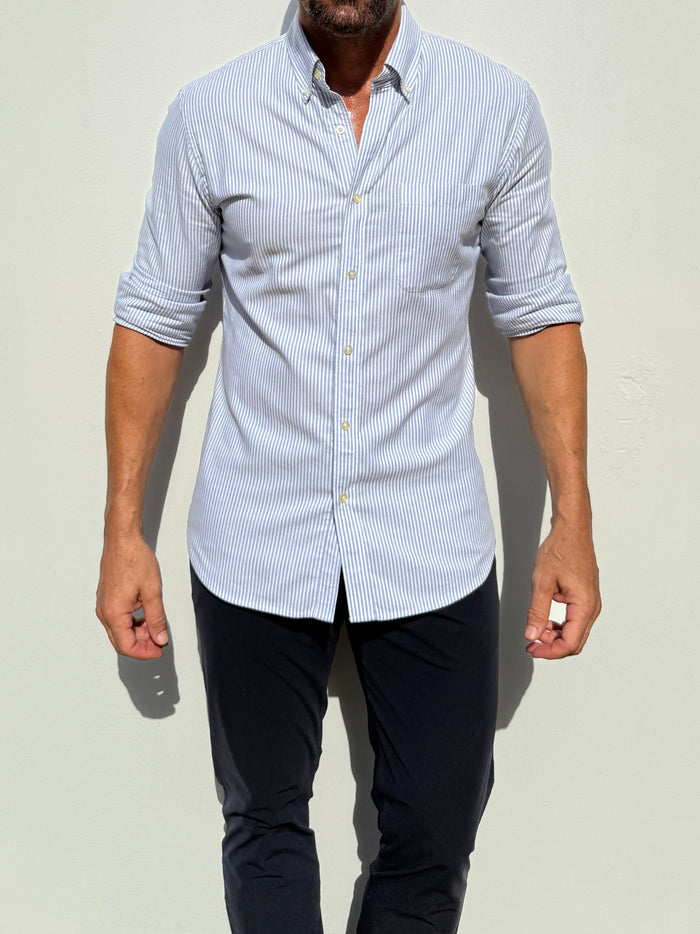 The Striped OCBD - Light Blue Pinstripe