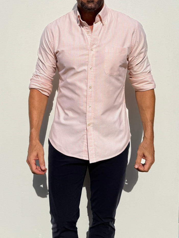 The Striped OCBD - Orange Pinstripe