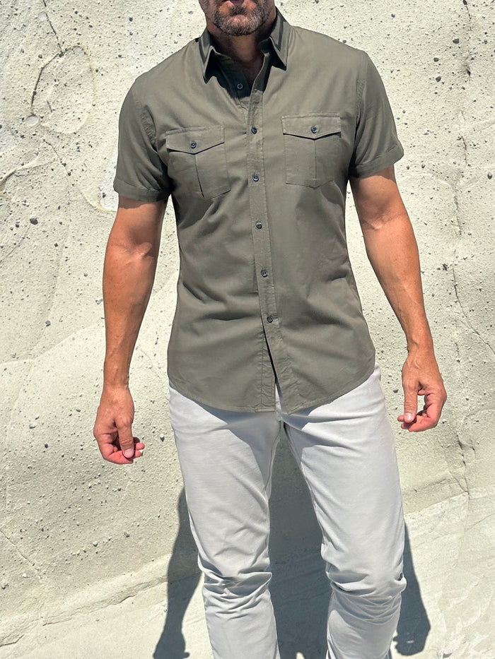The Twill Cop Shirt - Army Green