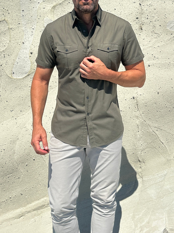 The Twill Cop Shirt - Army Green