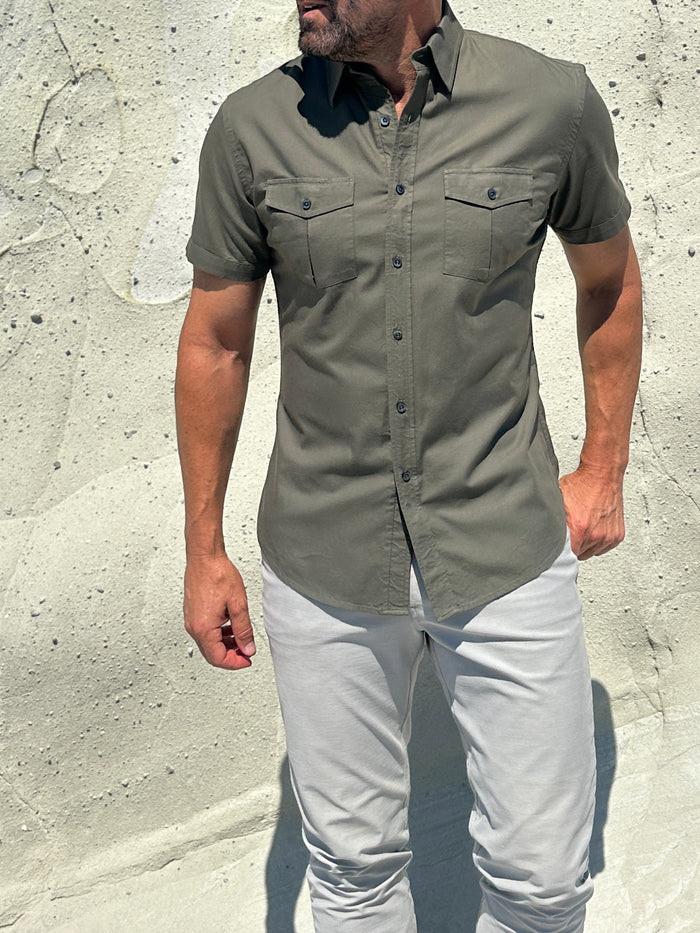 The Twill Cop Shirt - Army Green