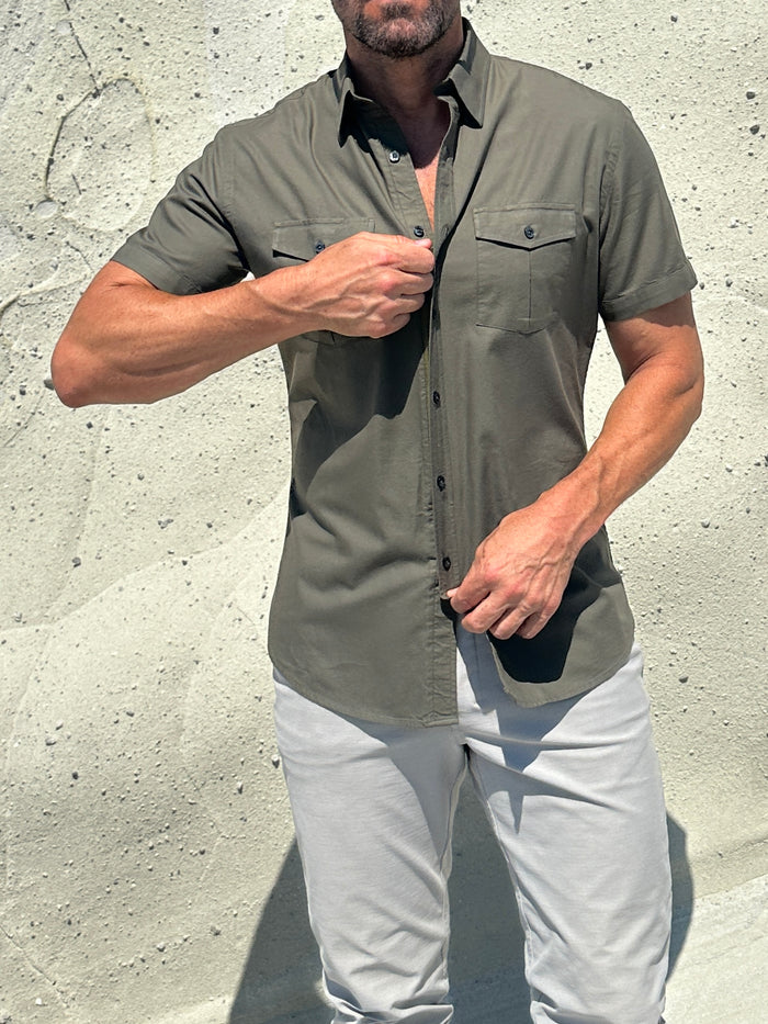 The Twill Cop Shirt - Army Green