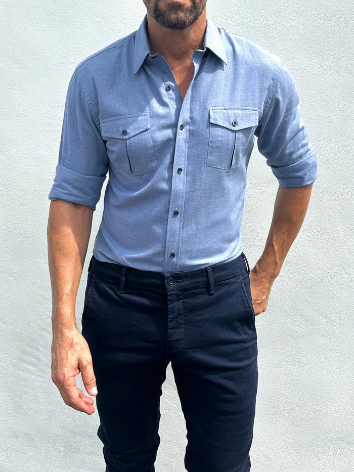 The Two-Pocket Flannel - Light Blue