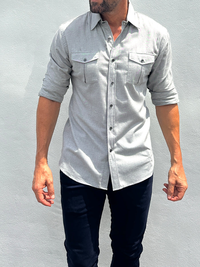 The Two-Pocket Flannel - Stone