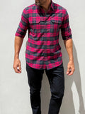 The Utility Shirt in Plaid Flannel - Magenta & Green