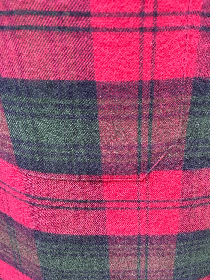 The Utility Shirt in Plaid Flannel - Magenta & Green