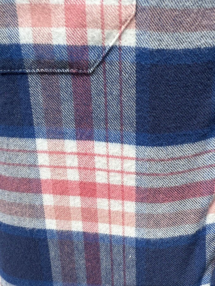 The Utility Shirt in Plaid Flannel - Navy & Pink Plaid Flannel- SB #644