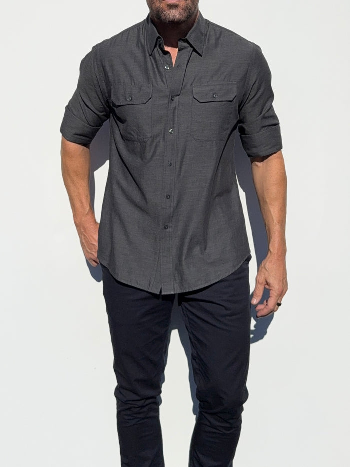 The Utility Shirt in Twill - Dark Gray
