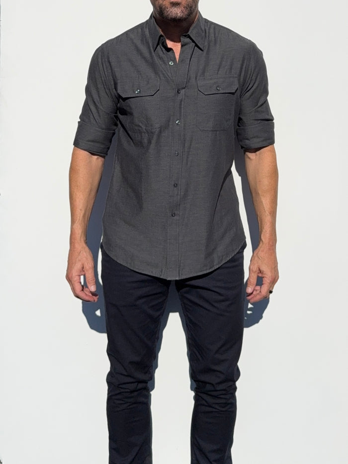 The Utility Shirt in Twill - Dark Gray