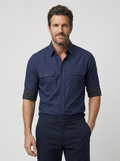 The Utility Shirt in Twill - Navy Blue
