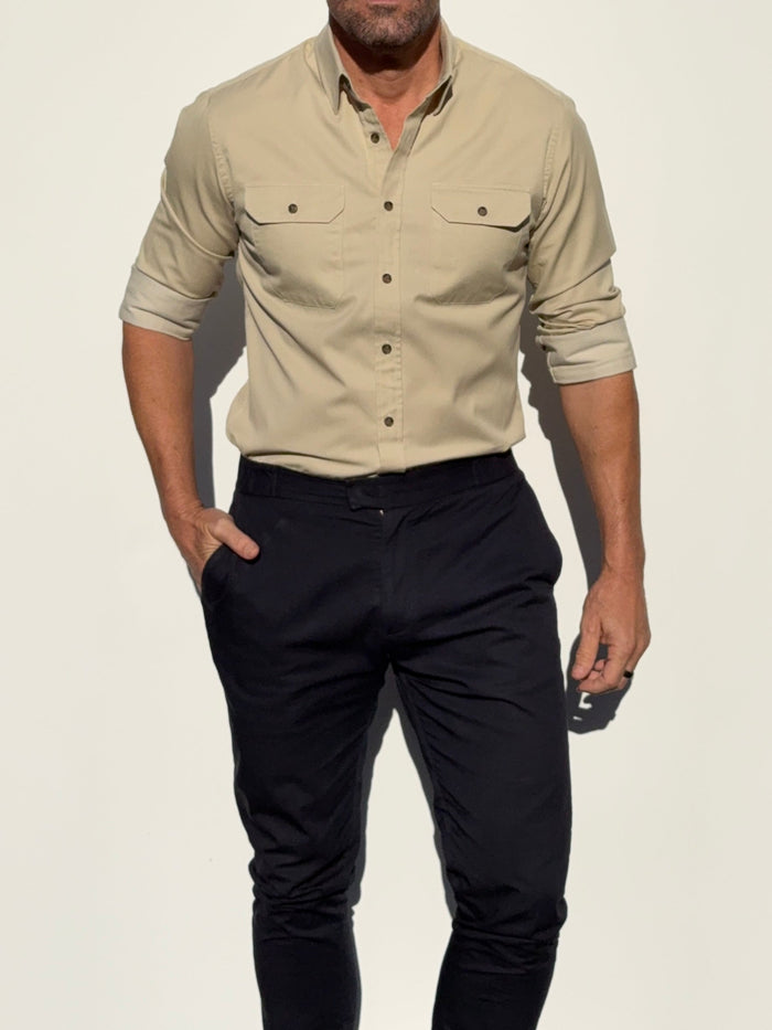 The Utility Shirt in Twill - Tan