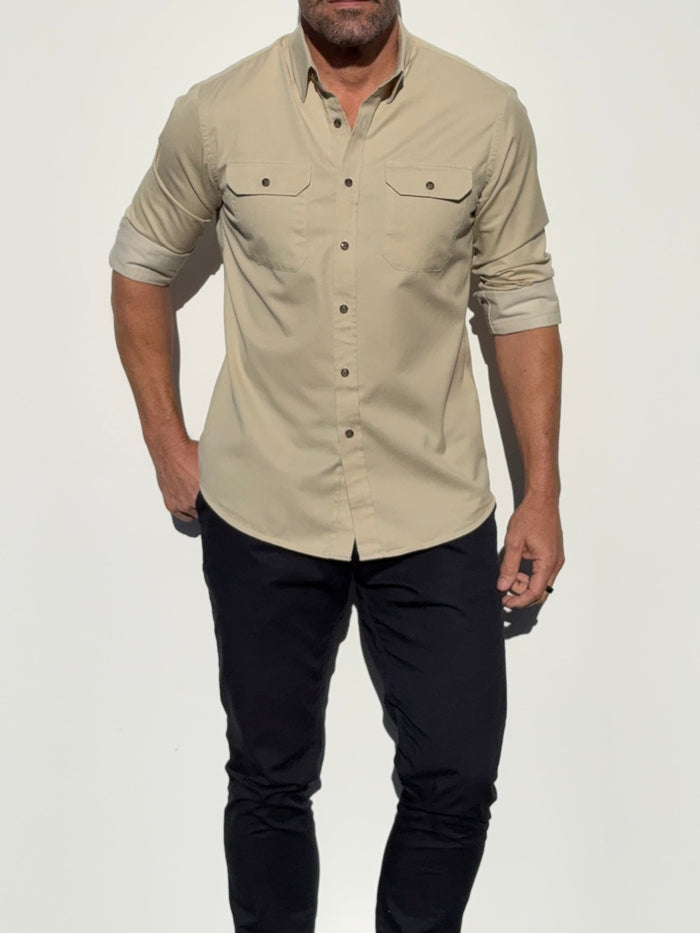 The Utility Shirt in Twill - Tan
