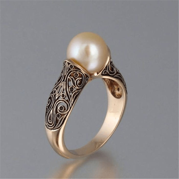 Theresia | Gold-Plated Vintage Ring with Pearls