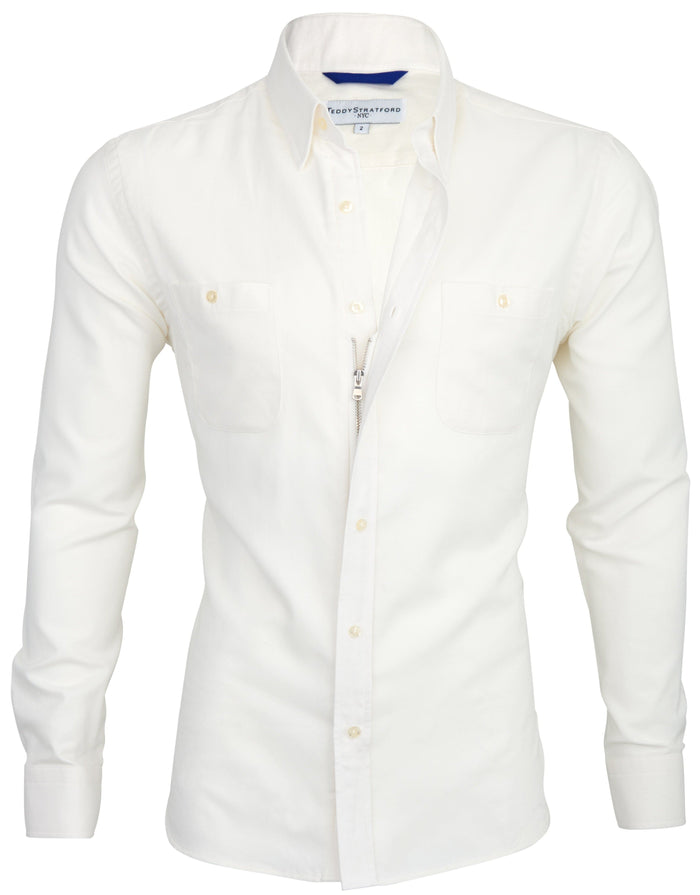 Two-Pocket Organic Oxford in Ivory