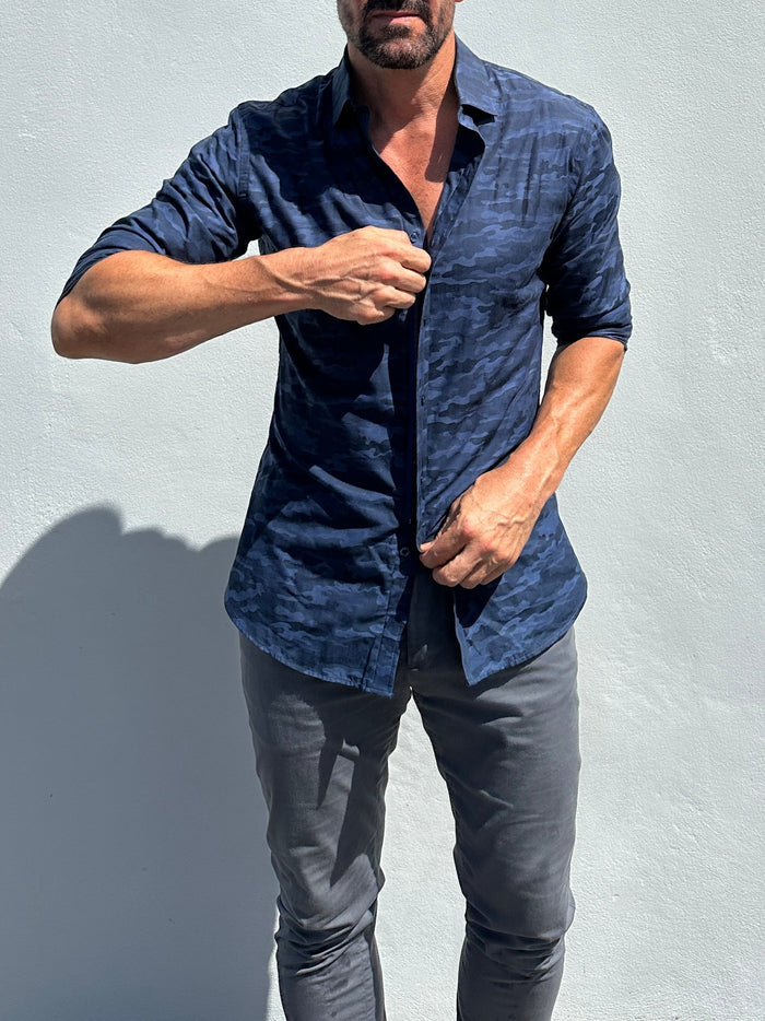 Urban Camo Jacquard - Midnight City Blue