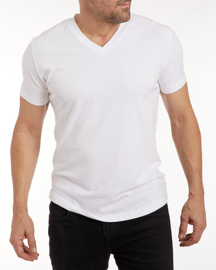 V-Neck T-shirt in Tedra™ - White