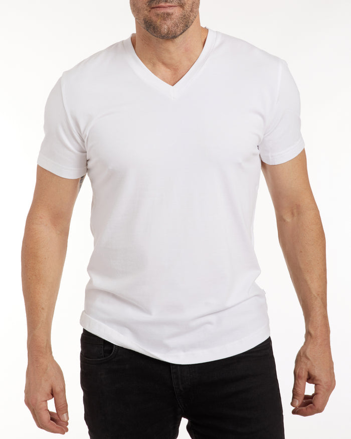 V-Neck T-shirt in Tedra™ - White