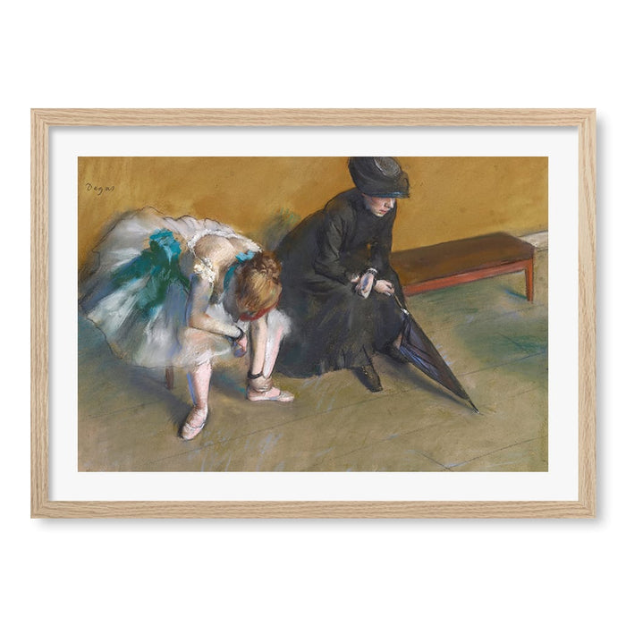 Waiting - Edgar Degas Art Print A4 (21 x 29.7cm) / Natural Oak Frame / White Border from our Australian Made Framed Wall Art, Prints & Posters collection by Profile Australia