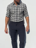 White, Black & Brown Plaid Flannel - White Black & Brown