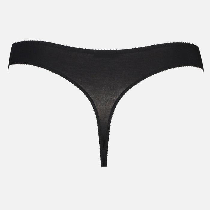 Videris Lingerie thong in black TENCEL™ a comfortable flattering wide g string back with soft elastics