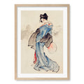 Woman Wearing Kimono - Hokusai Art Print A4 (21 x 29.7cm) / Natural Oak Frame / White Border from our Australian Made Framed Wall Art, Prints & Posters collection by Profile Australia