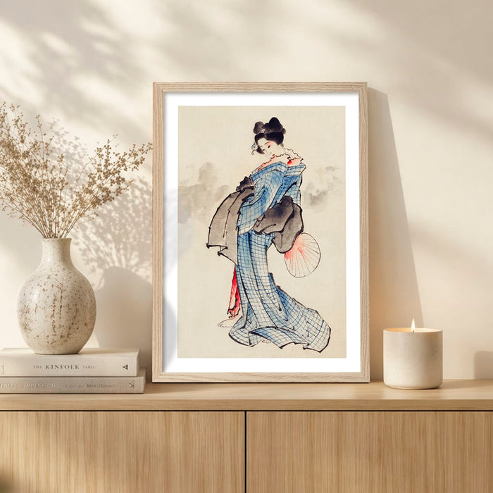 Woman Wearing Kimono - Hokusai Art Print from our Australian Made Framed Wall Art, Prints & Posters collection by Profile Australia