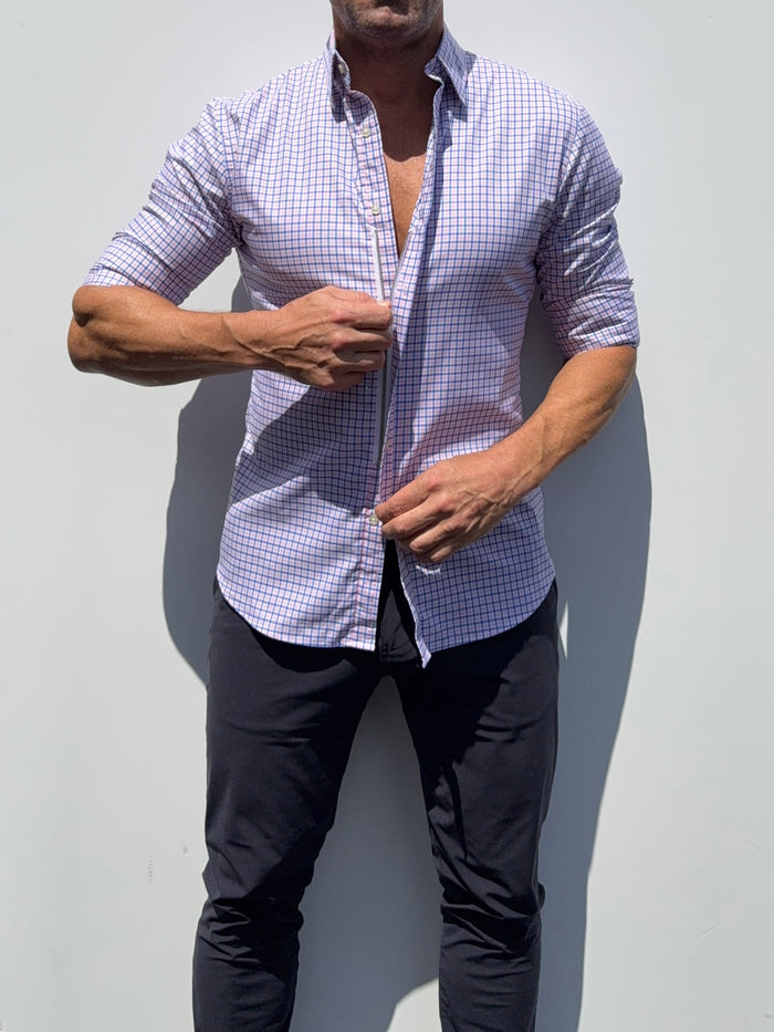 Wrinkle Resistant Plaid OG Oxford - Pink & Blue