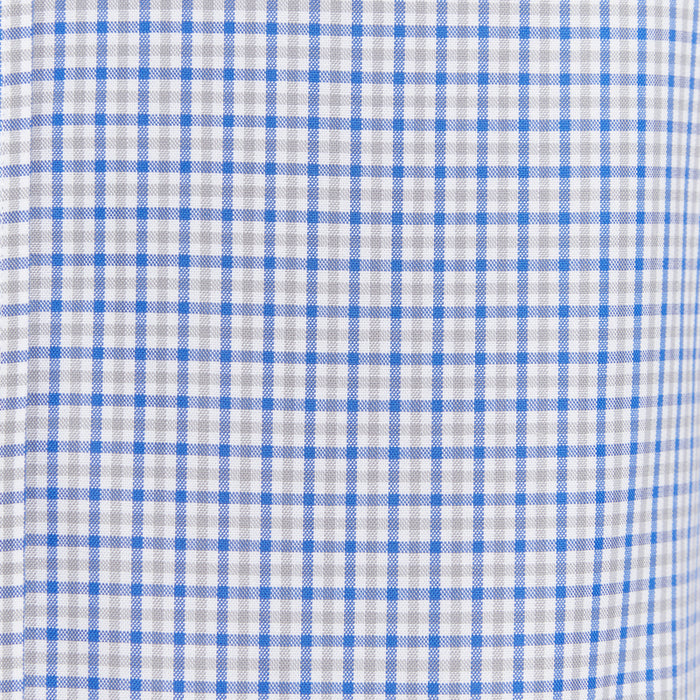 Wrinkle Resistant Plaid Oxford- Small Batch Series - Grey & Blue