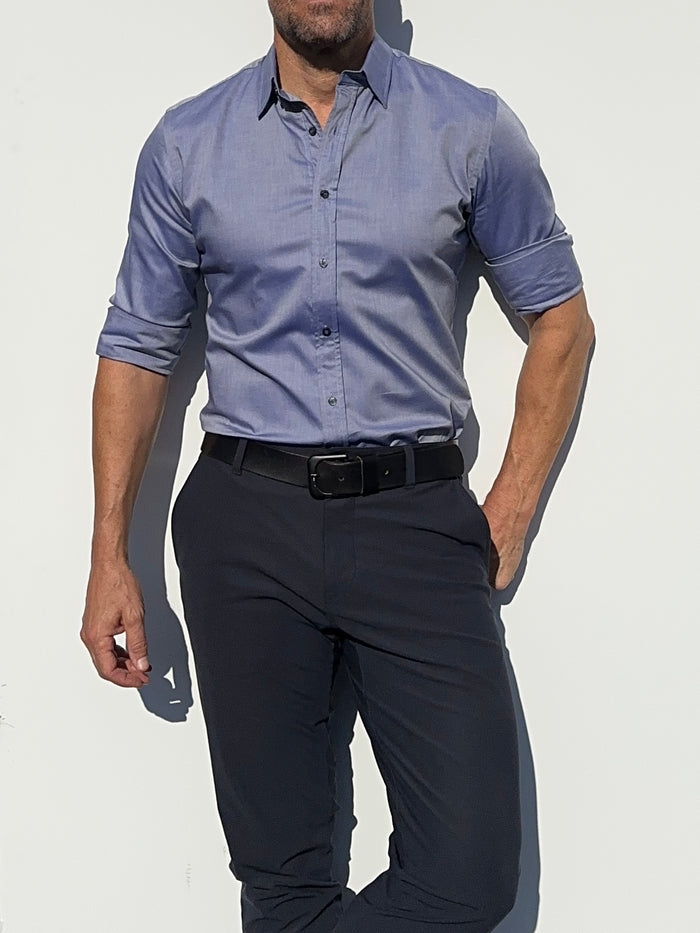 Wrinkle-Resistant Weekend Oxford - Indigo