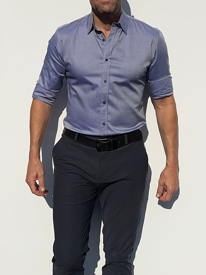 Wrinkle-Resistant Weekend Oxford - Indigo