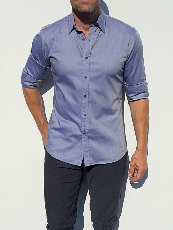 Wrinkle-Resistant Weekend Oxford - Indigo