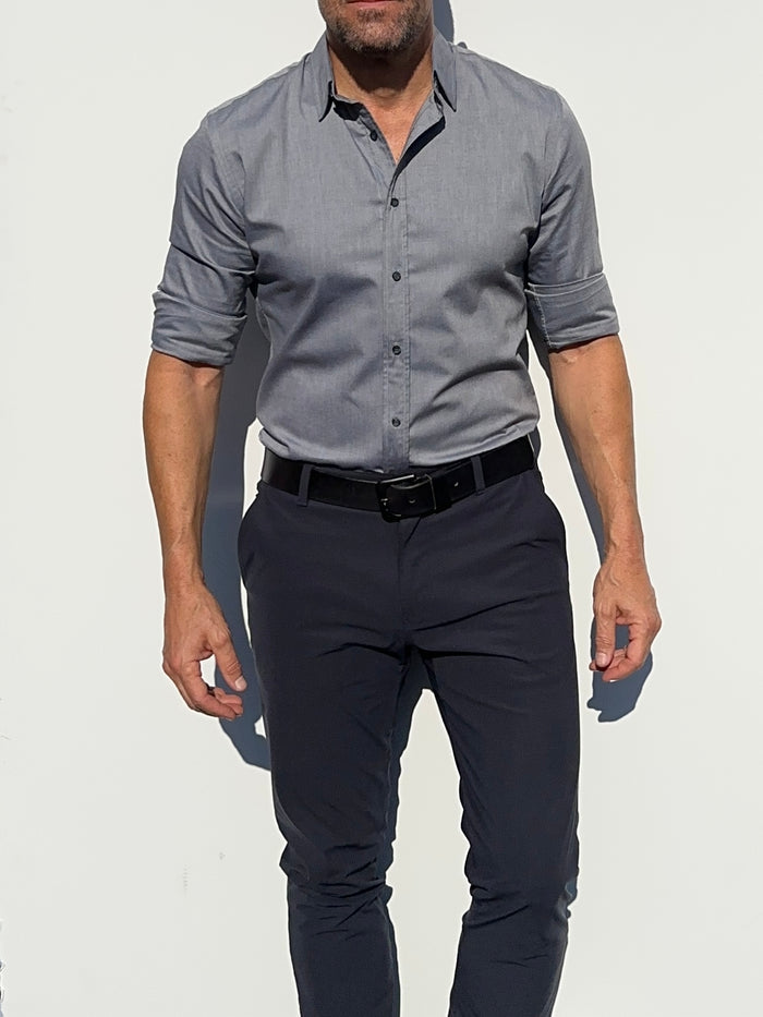 Wrinkle-Resistant Weekend Oxford - Metal Gray