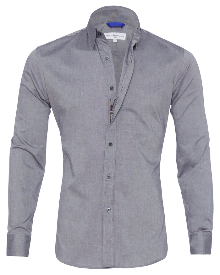 Wrinkle-Resistant Weekend Oxford - Metal Gray