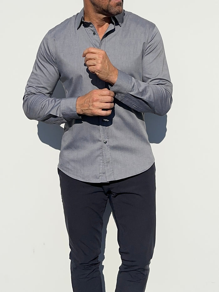 Wrinkle-Resistant Weekend Oxford - Metal Gray