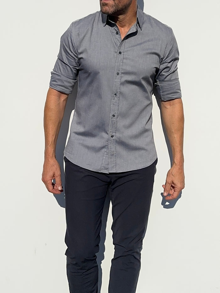 Wrinkle-Resistant Weekend Oxford - Metal Gray